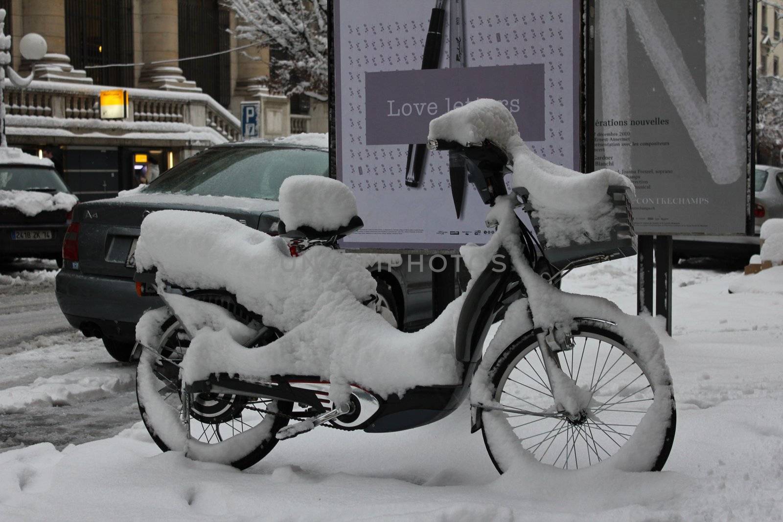snow and motorbike