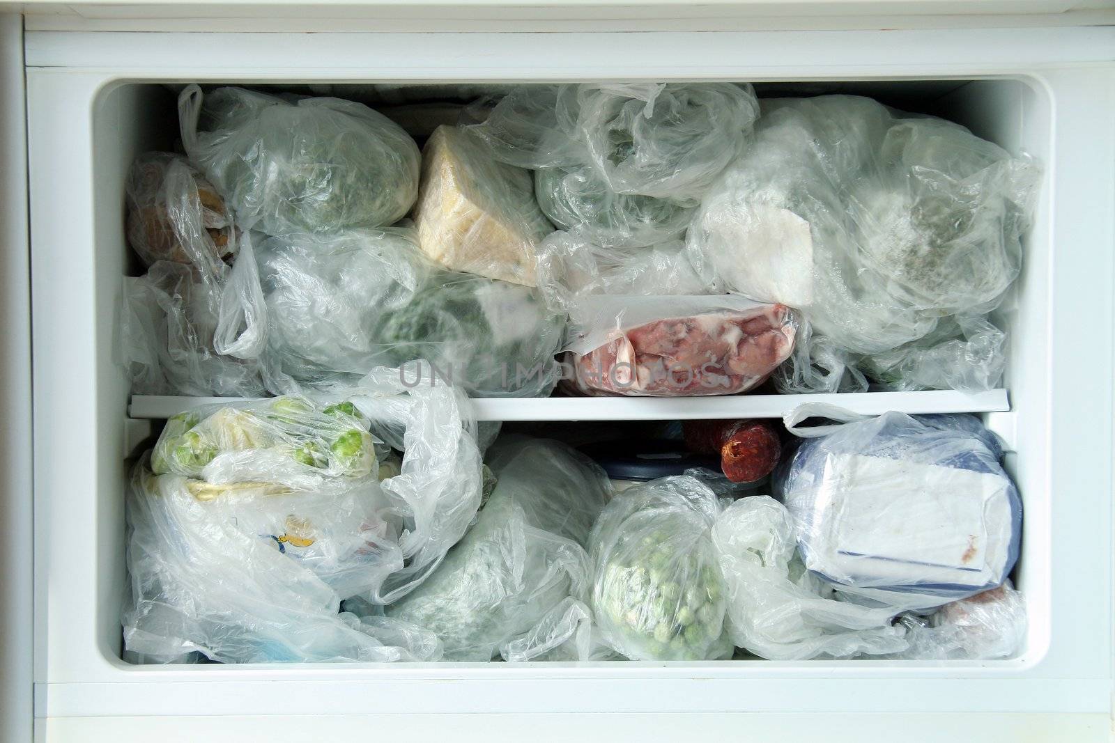 freezer full of frozen things,