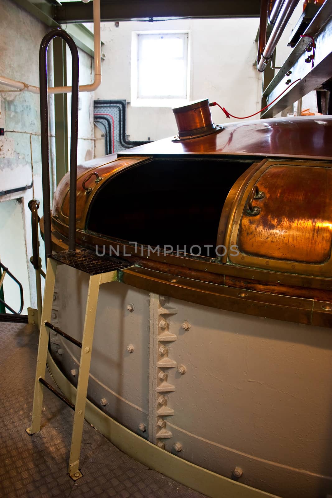 Detail of a whiskey distillery interiors, Sutherland, Scotland