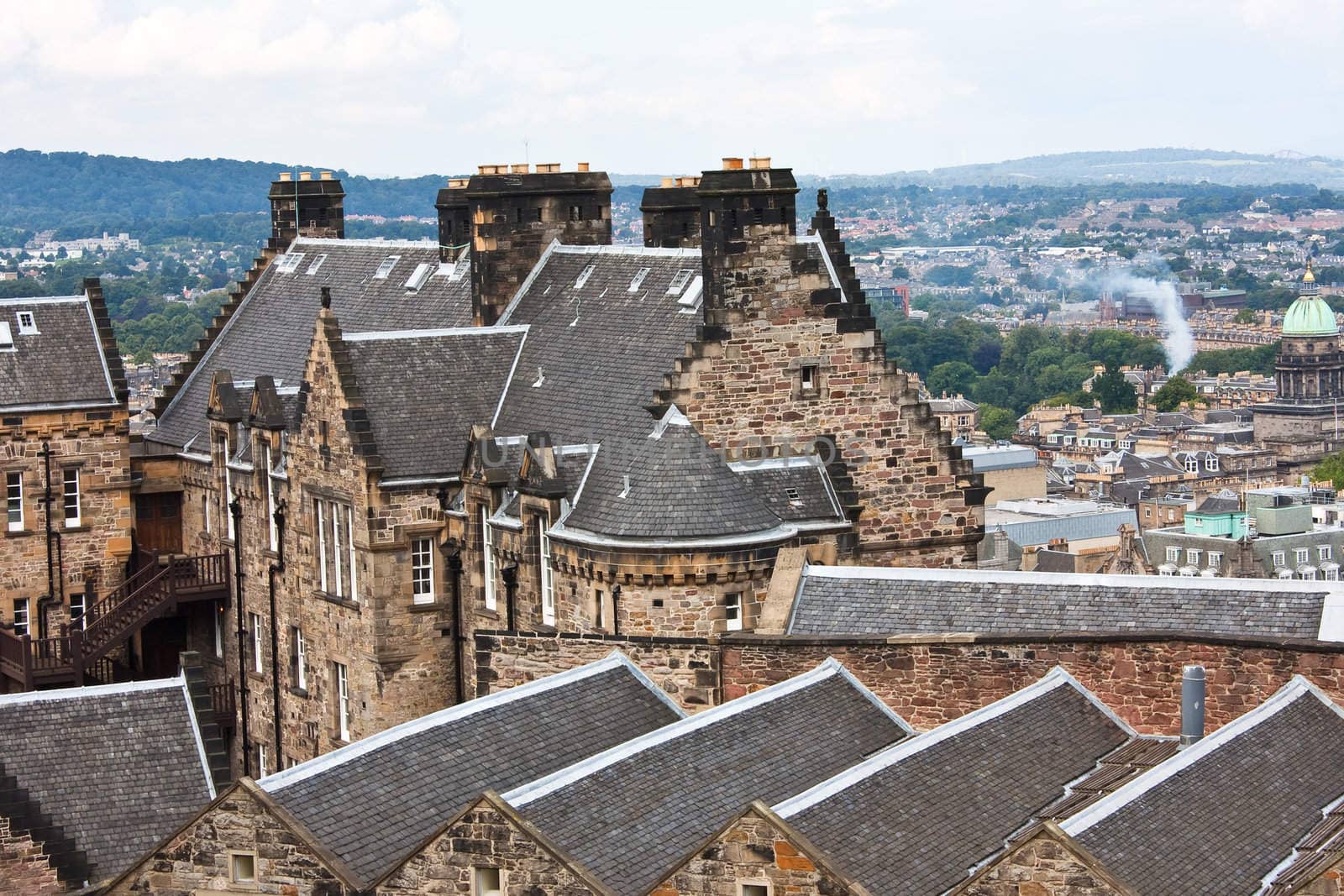 Edimburgh view from the castle, with typicals gray roofs