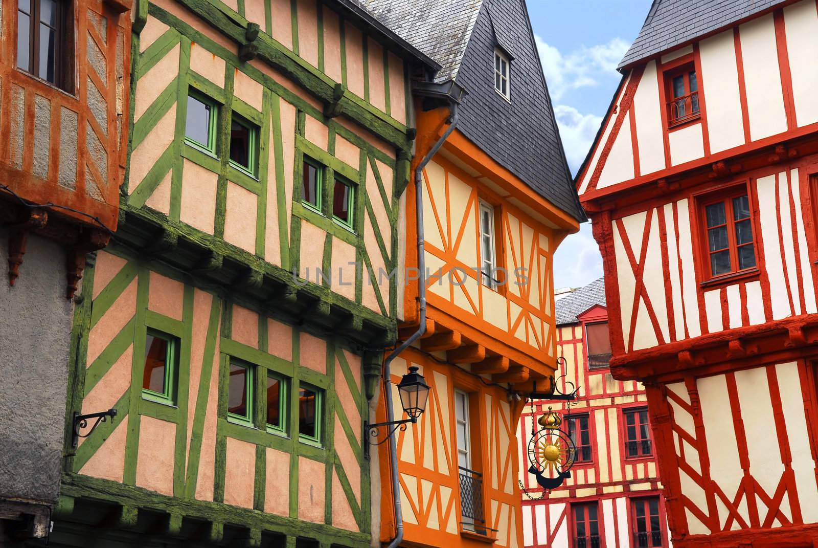 Colorful medieval houses in Vannes, Brittany, France