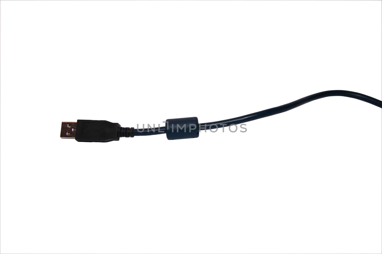 a black usb cable ( with a clipping path )
