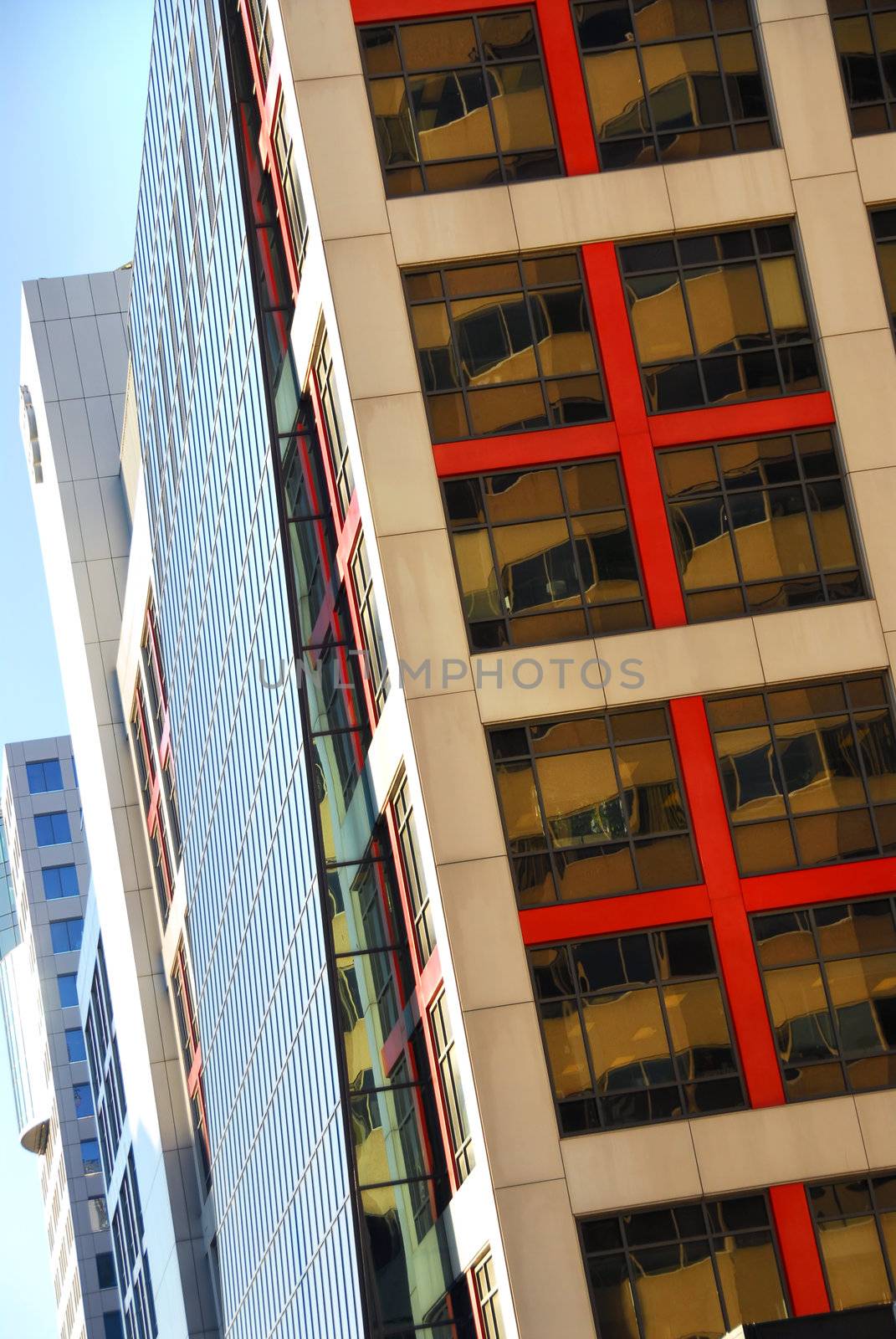 Row of modern office buildings, architectural abstract 