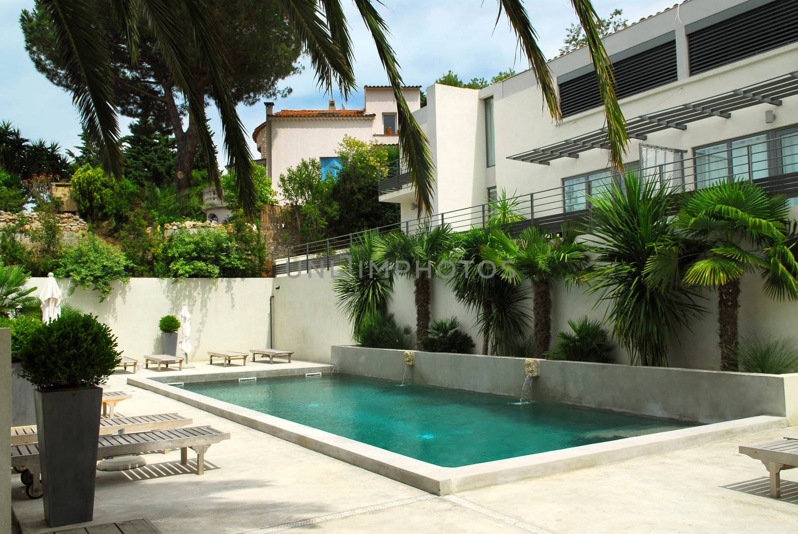 Swimming pool of mediterranean villa in French Riviera