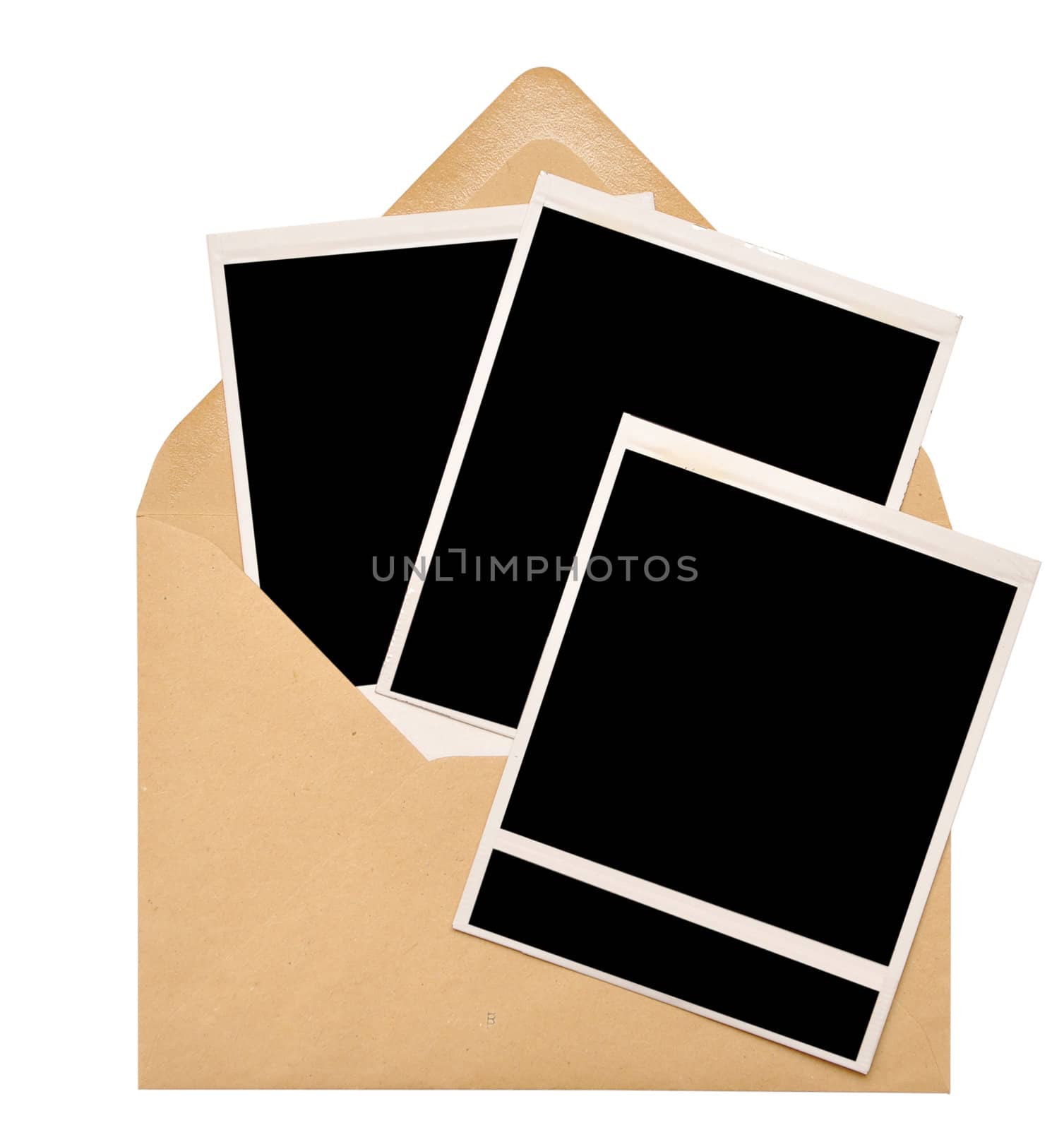 paper envelope and frame isolated on white background 