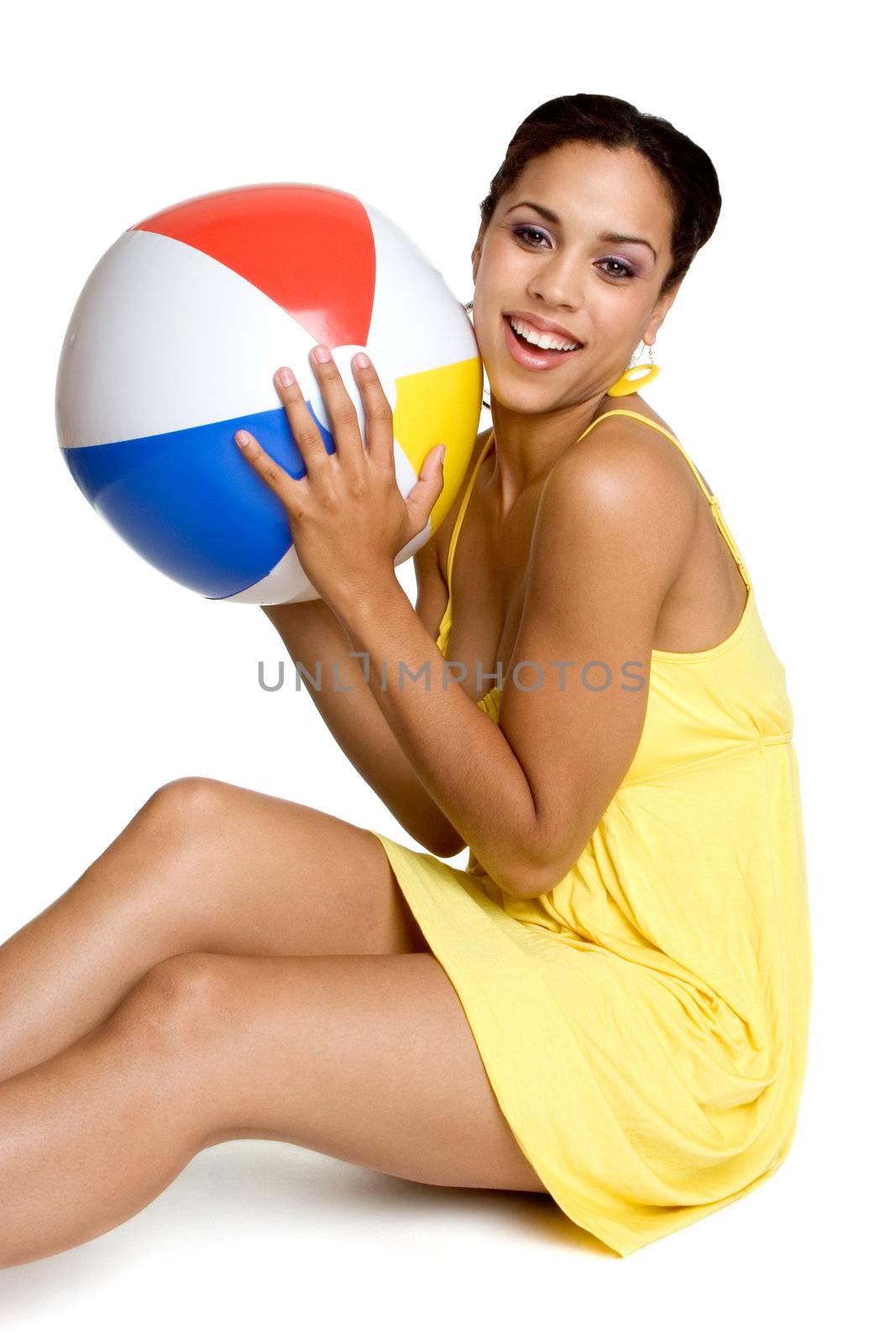 African american beach ball girl