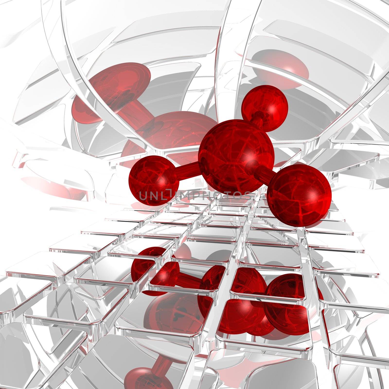 molecule in futuristic space - 3d illustration