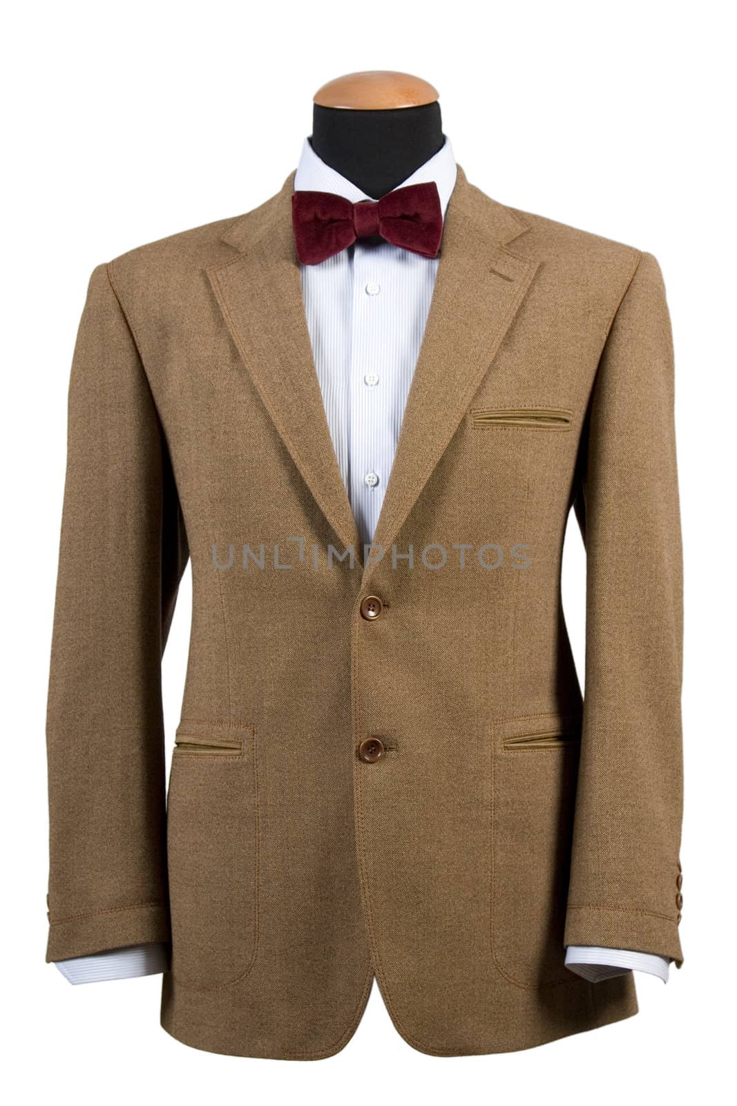 front view of elegant brown suit, business fashion