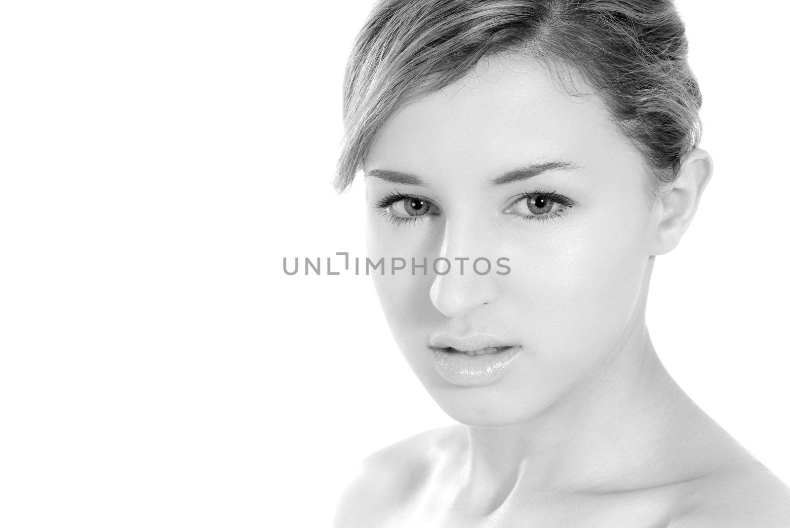 Young beautiful woman glamour beauty shot isolated on white background