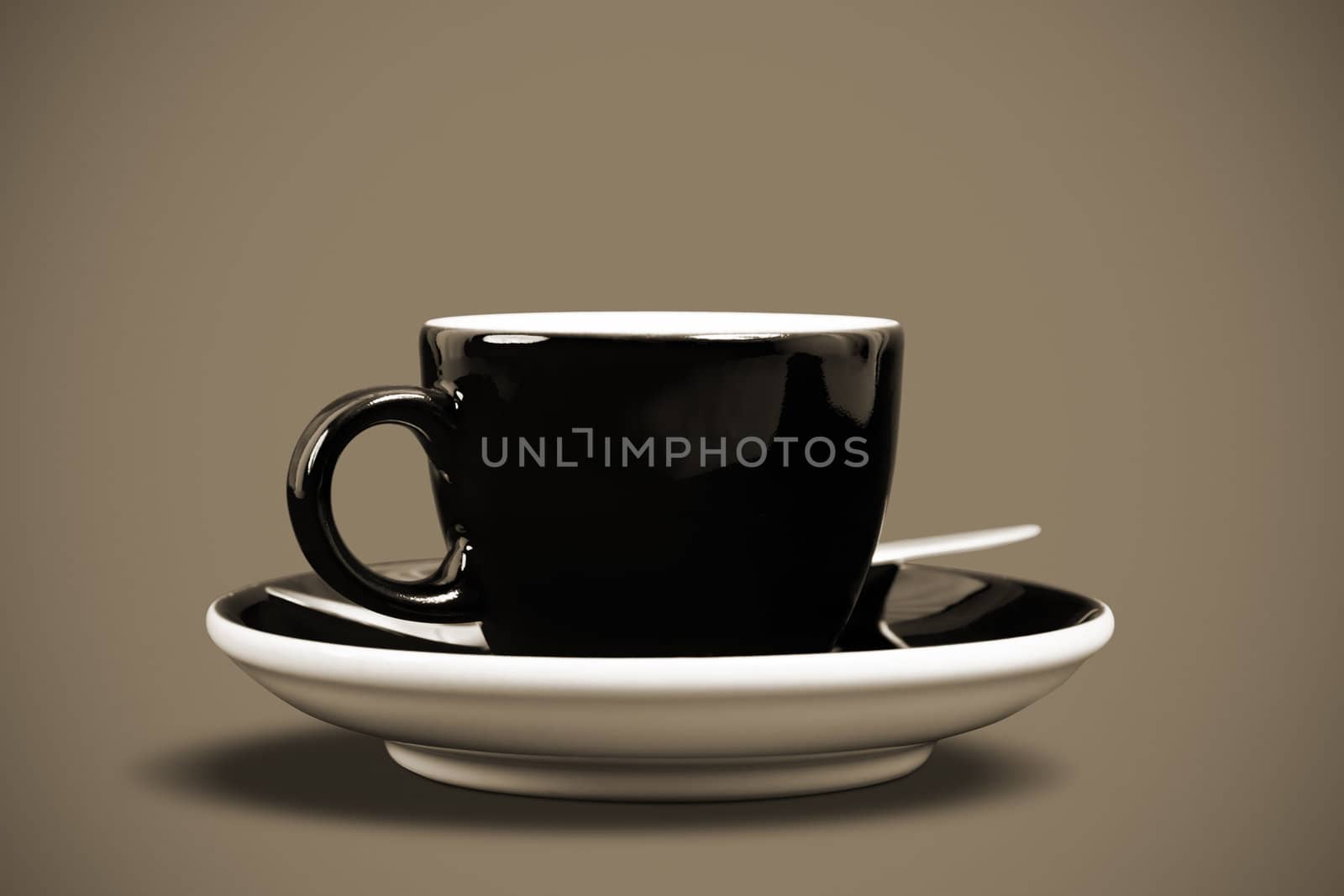 A cup of coffee with on black background