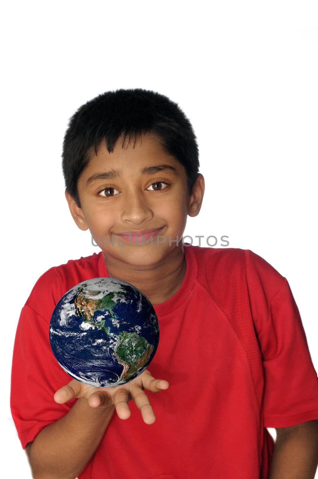 An handsome Indian showing world is in your hands