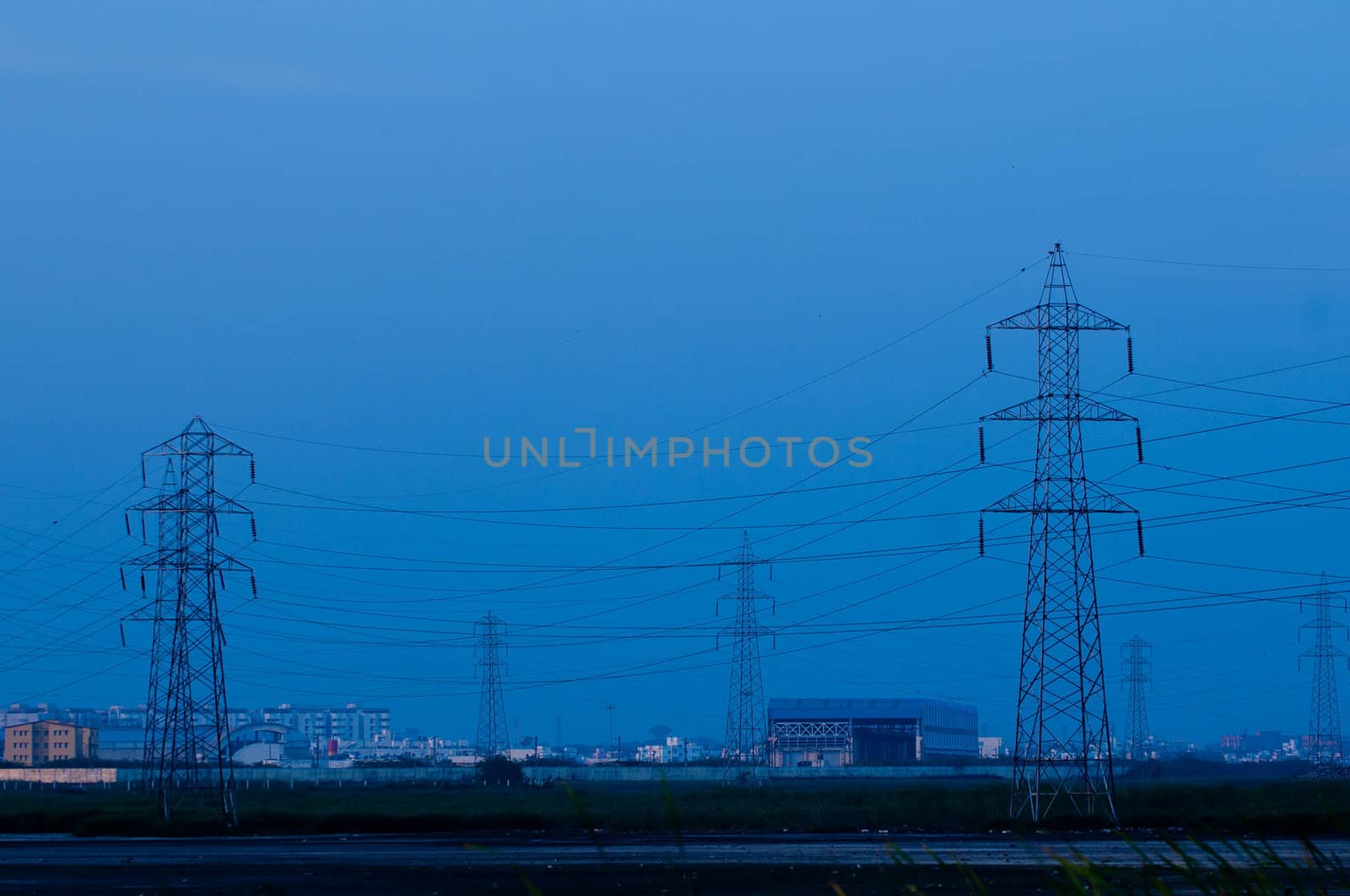 Telecom tower on a smoggy summer day