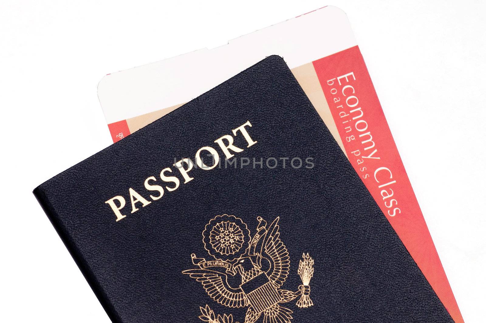 Passport and ticket concept of travel and vacation