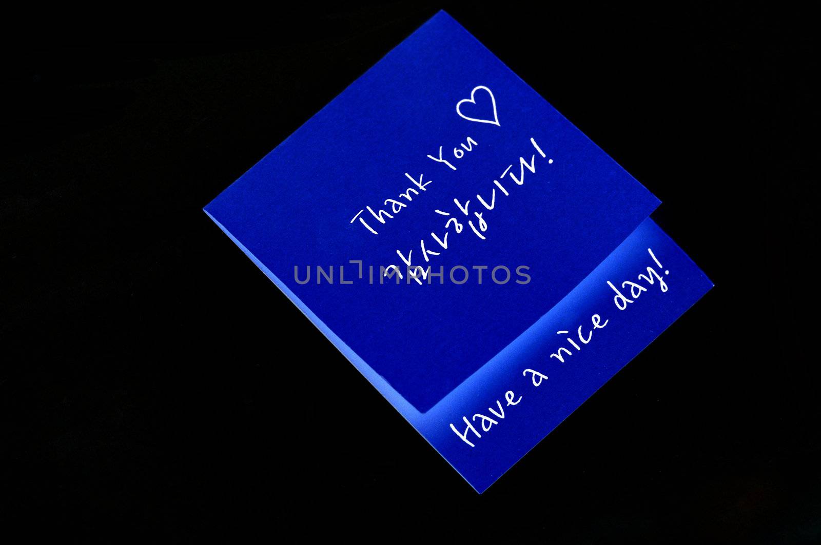 Close up photo of a Thank you note