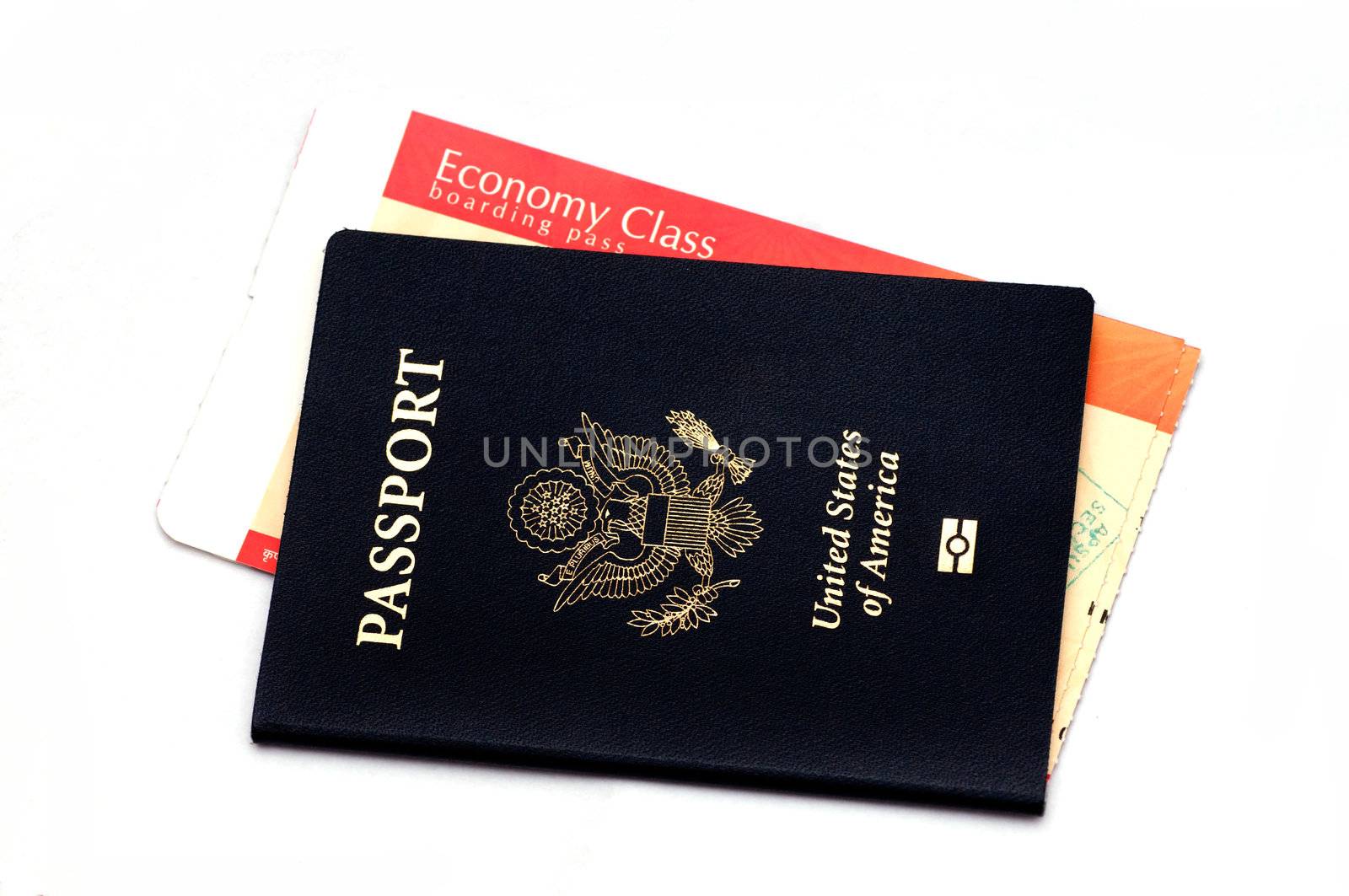 Passport and ticket concept of travel and vacation