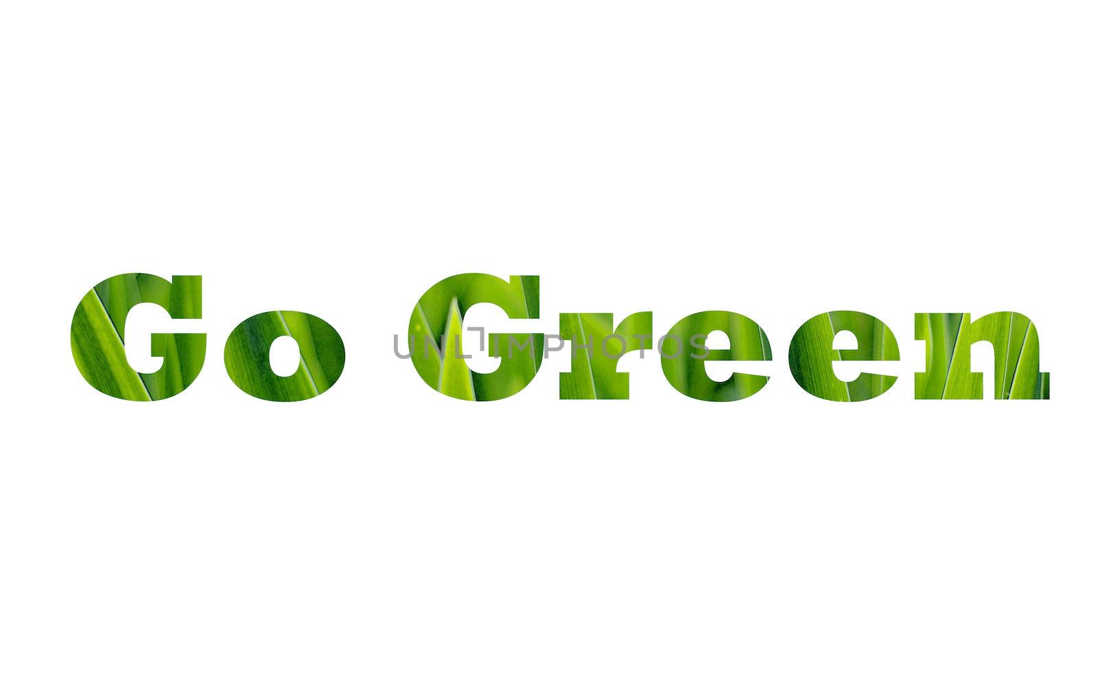 Go Green caption isolated on white