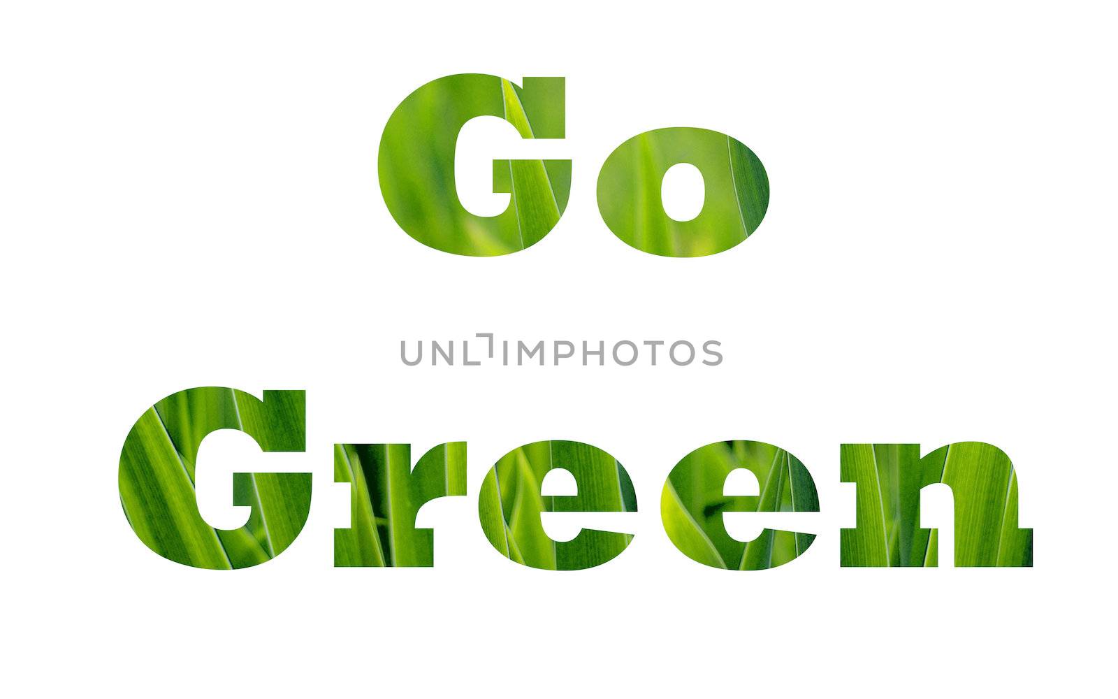 Go Green caption isolated on white