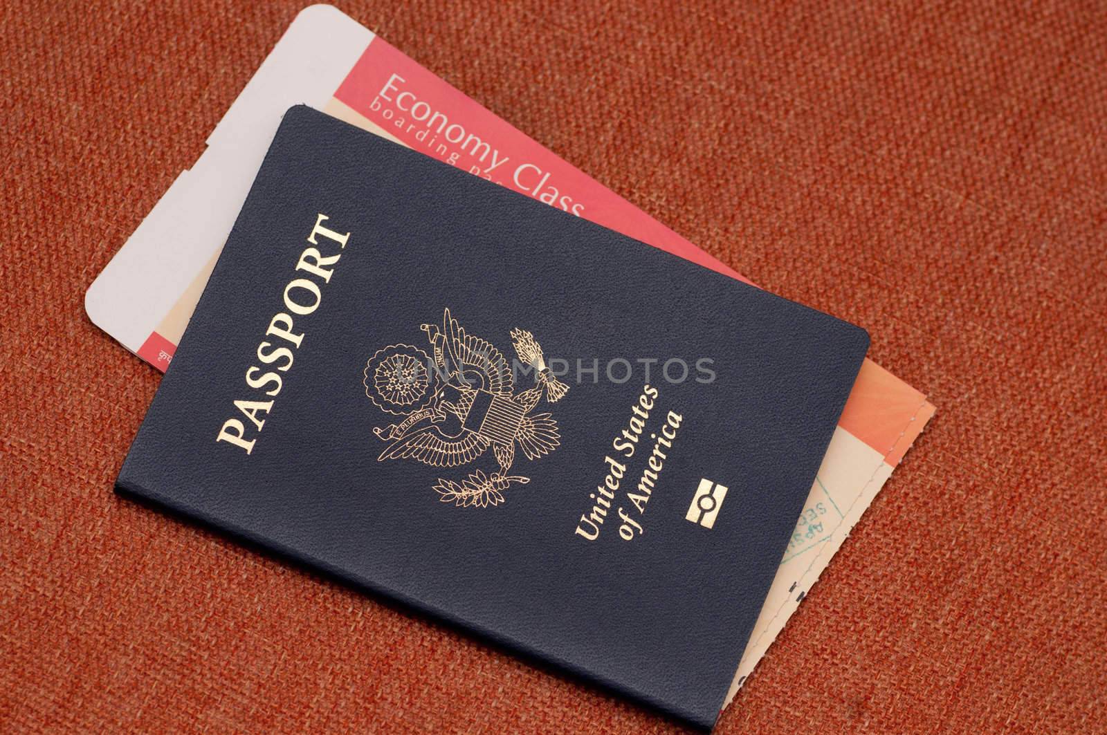 Passport and ticket concept of travel and vacation