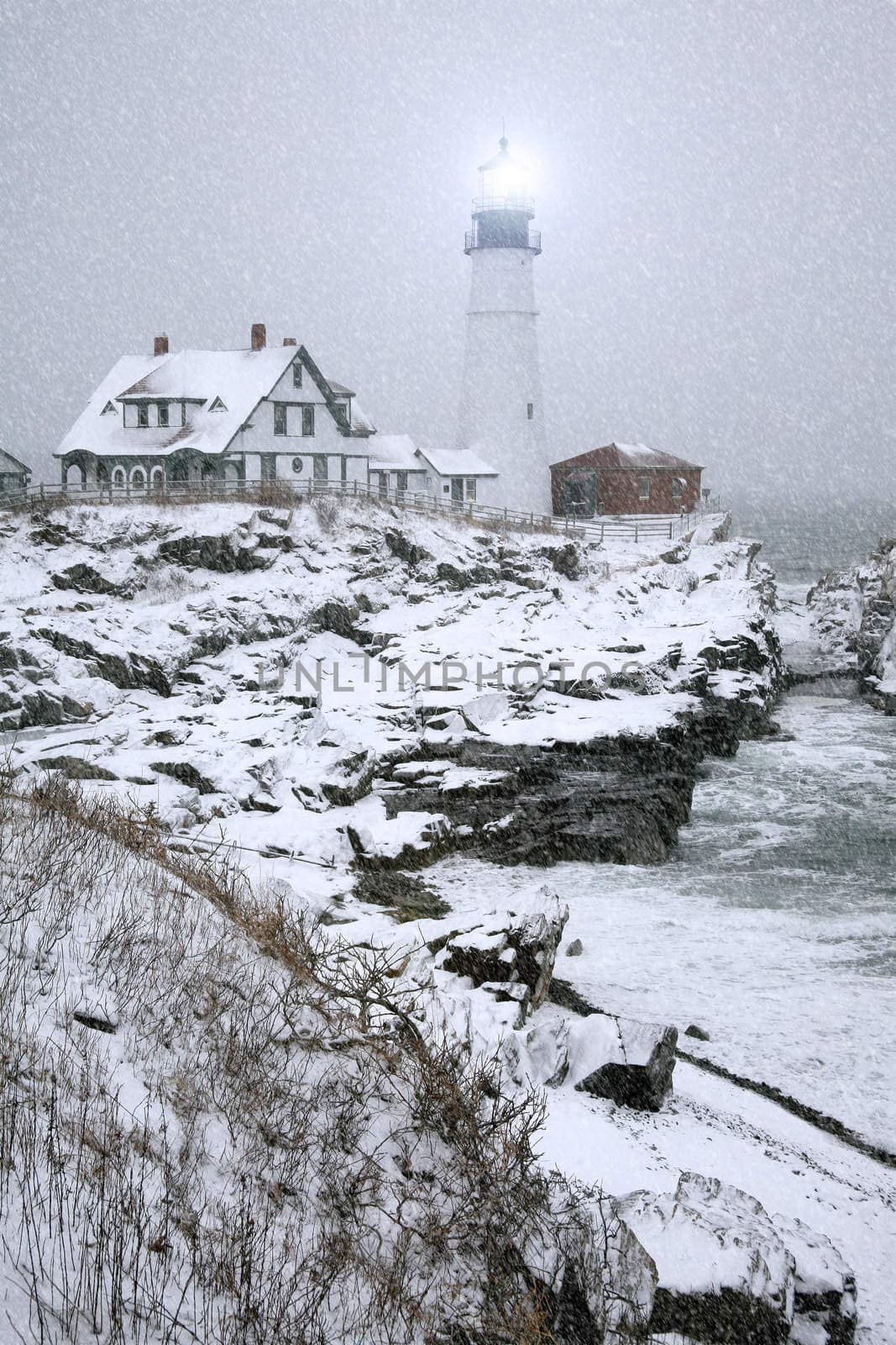 Portland Head Light Snow Storm by duplass