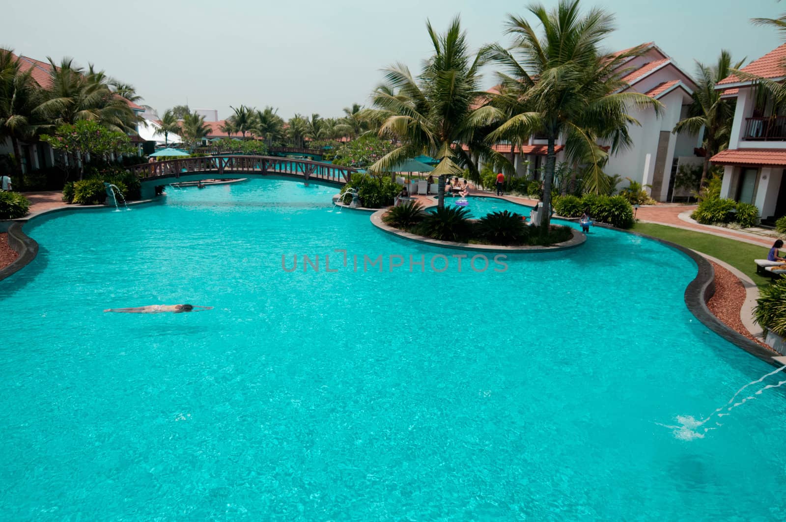 A beautiful pool at a luxurious resort