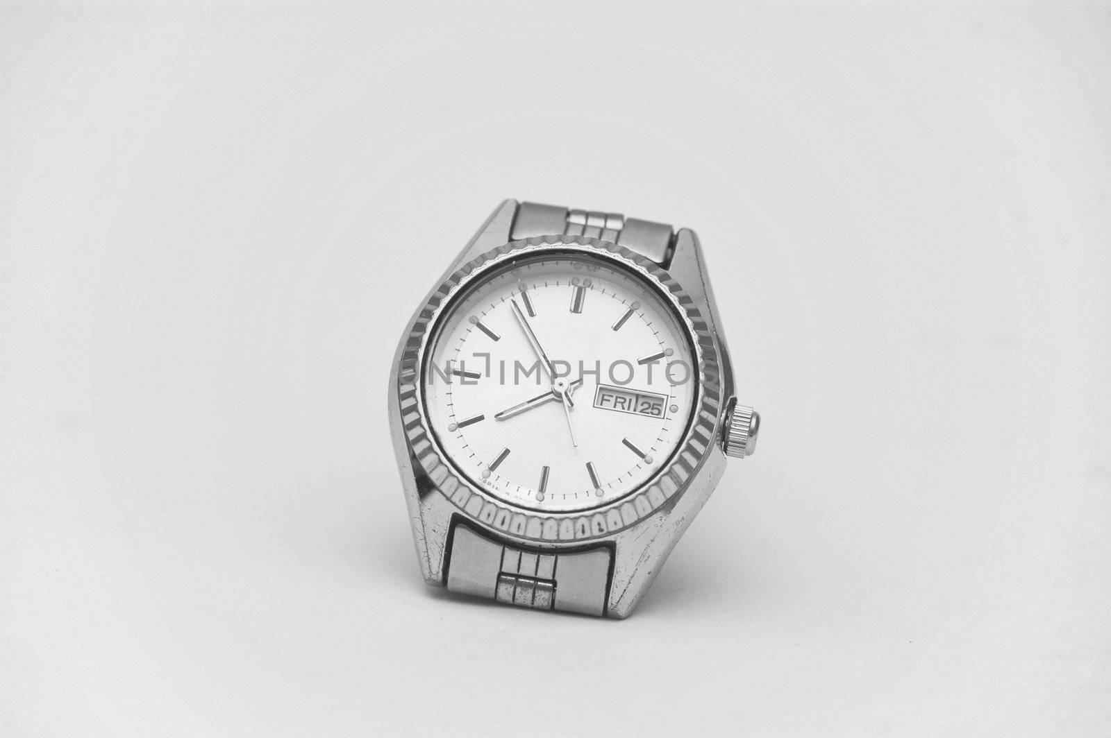 A wrist watch isolated on a light background