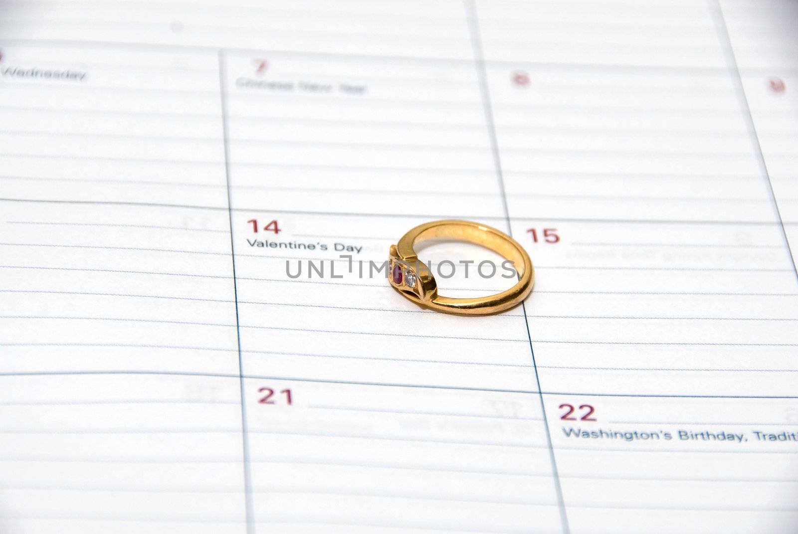ring and calendar concept of valentine