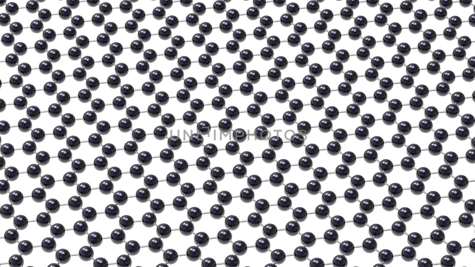 Graphene model hexagonal crystal lattice 3d render on white