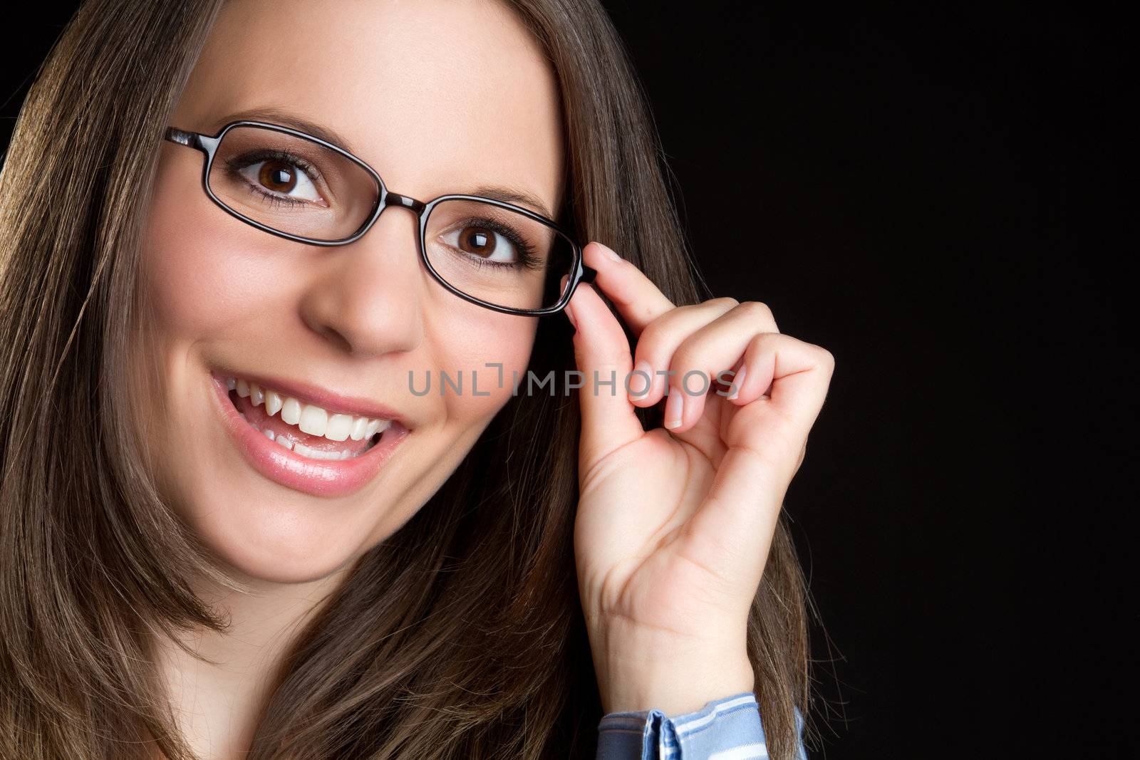 Beautiful smiling woman wearing glasses