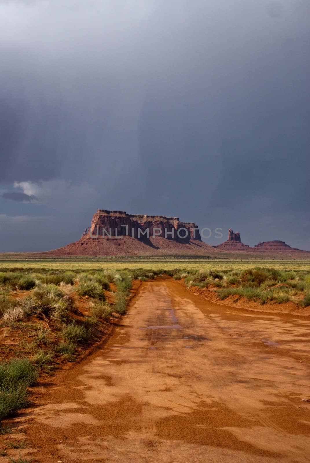 Rare storm in Monument Valley