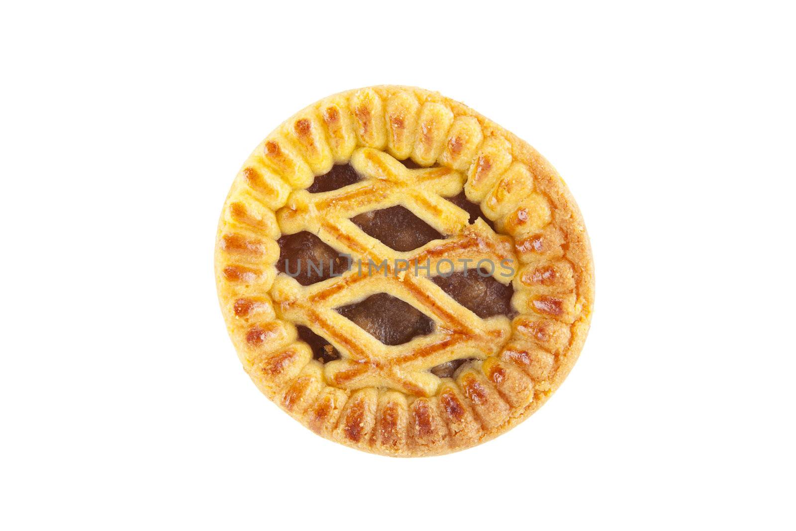 Isolated small fruit pie pastry.