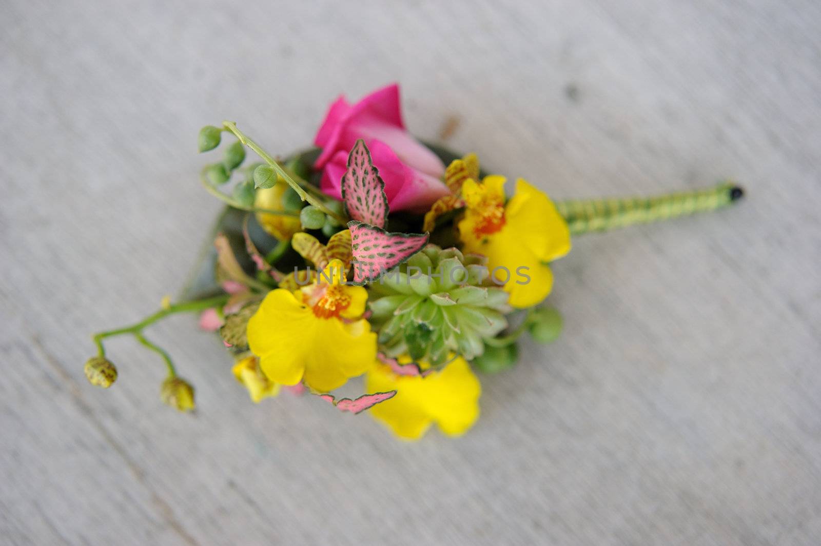 Image of a creatively designed  boutonniere