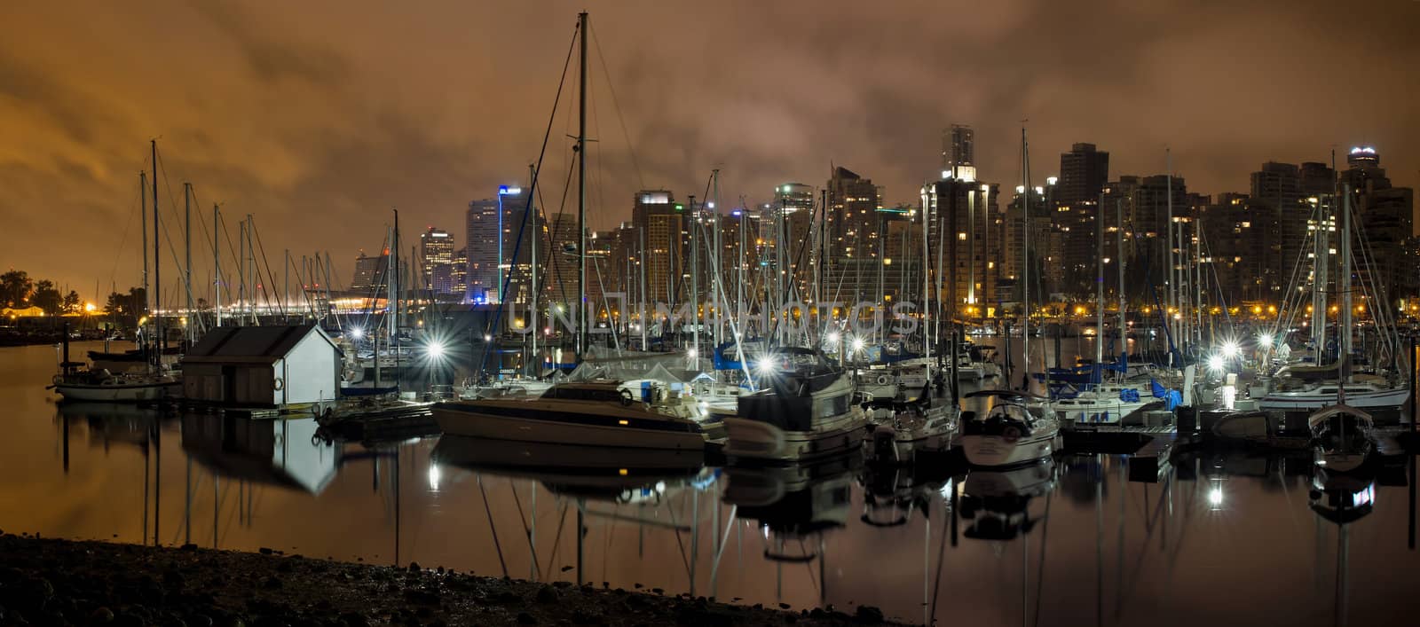 Marina at Stanley Park Vancouver British Columbia Canada at night