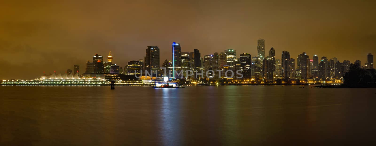 Vancouver British Columbia Canada Downtown Skyline at night