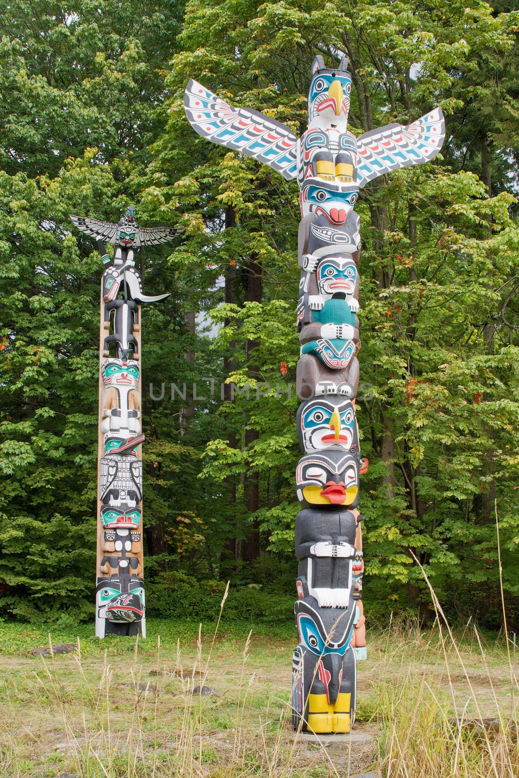 House Posts Totem Pole in Vancouver BC Canada