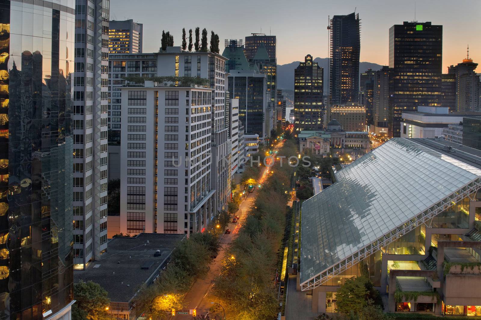 Vancouver BC Canada Cityscape at Sunrise