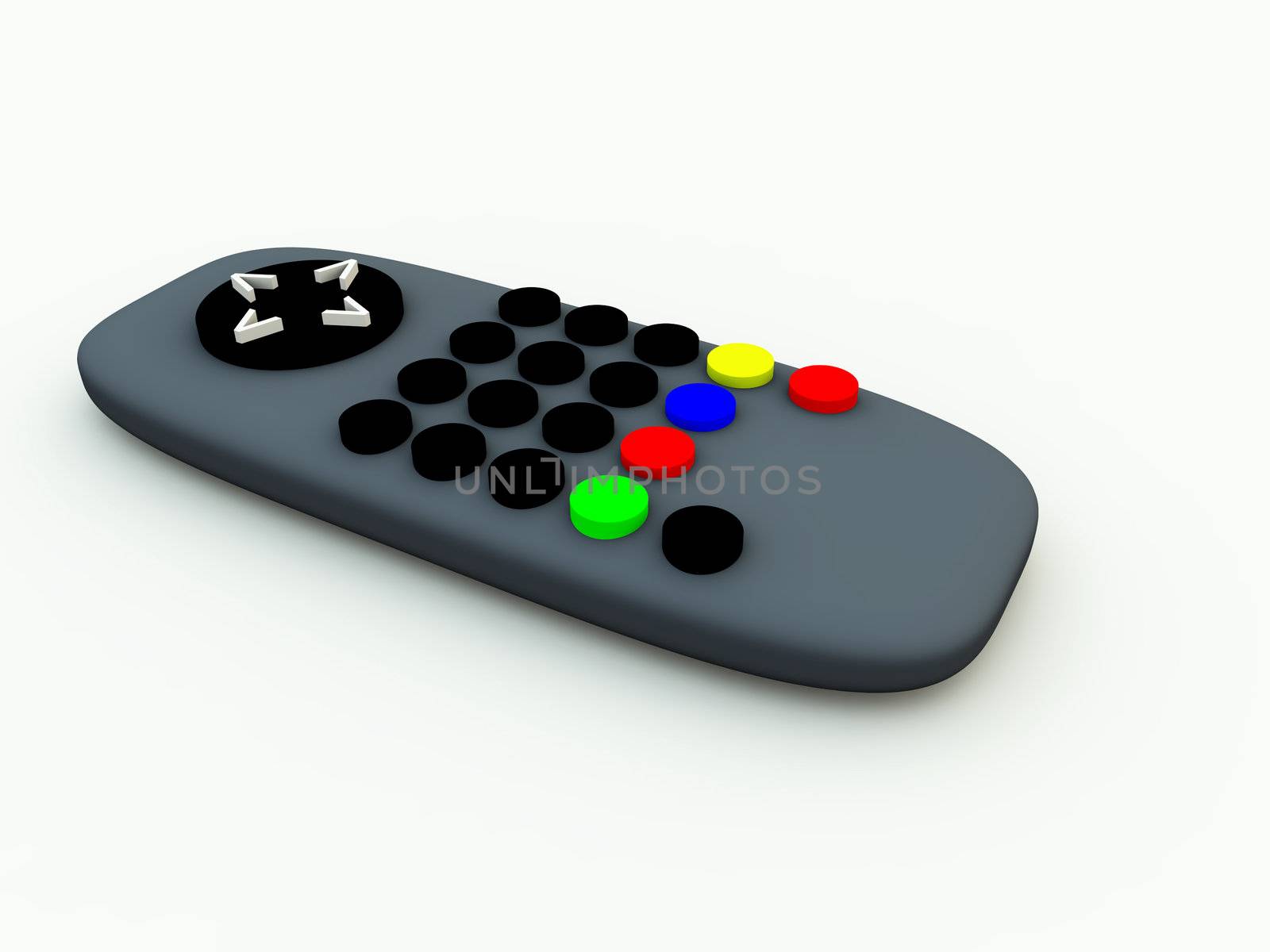 A close up of a television remote control.