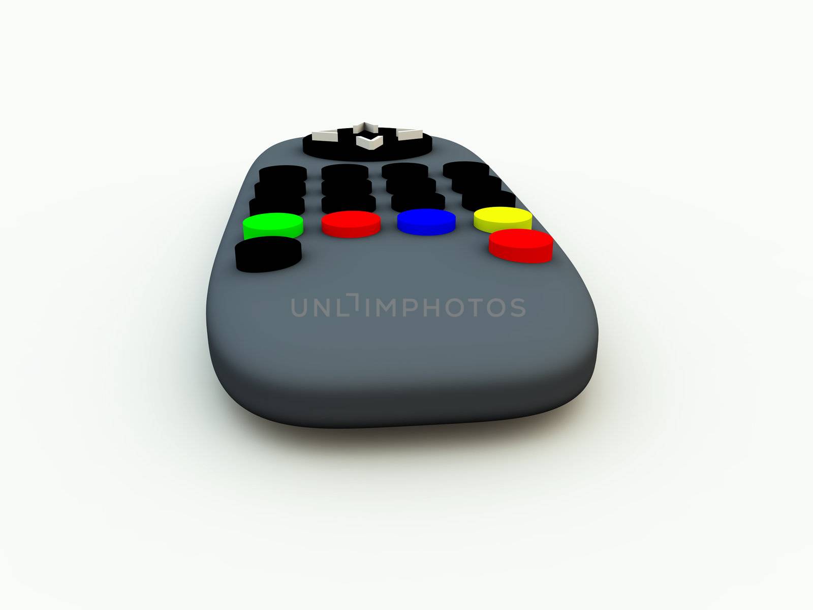 A close up of a television remote control.