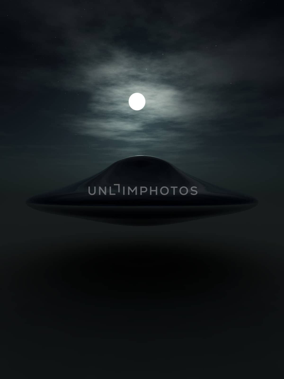 A view of a UFO at night.