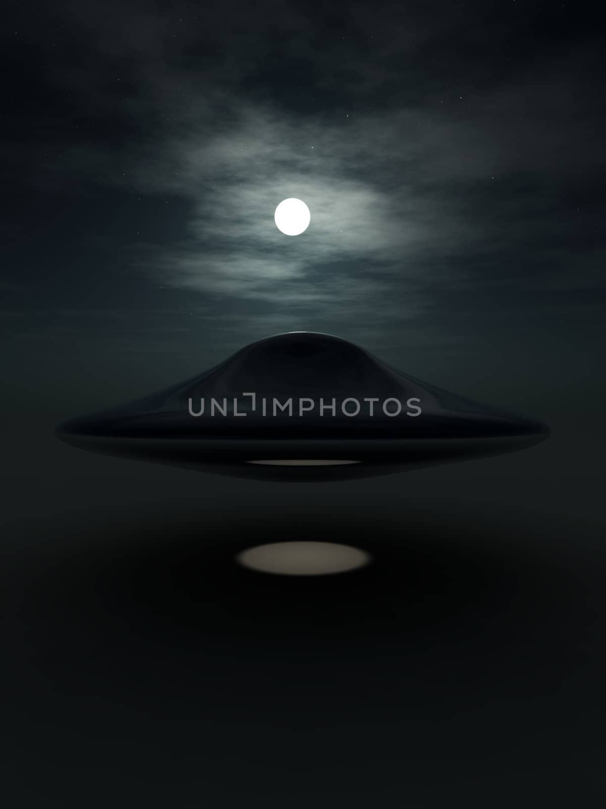 A view of a UFO at night.