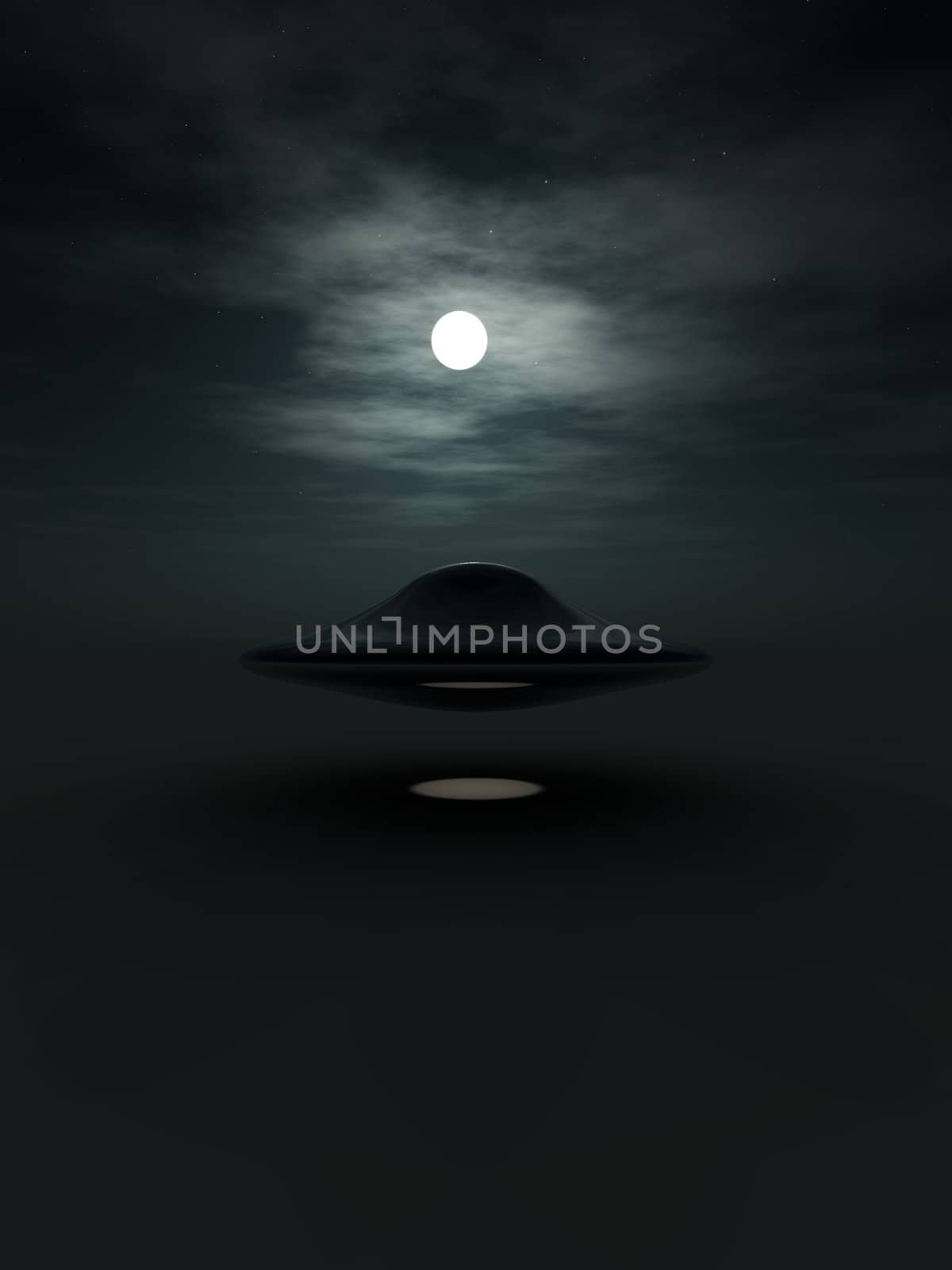 A view of a UFO at night.
