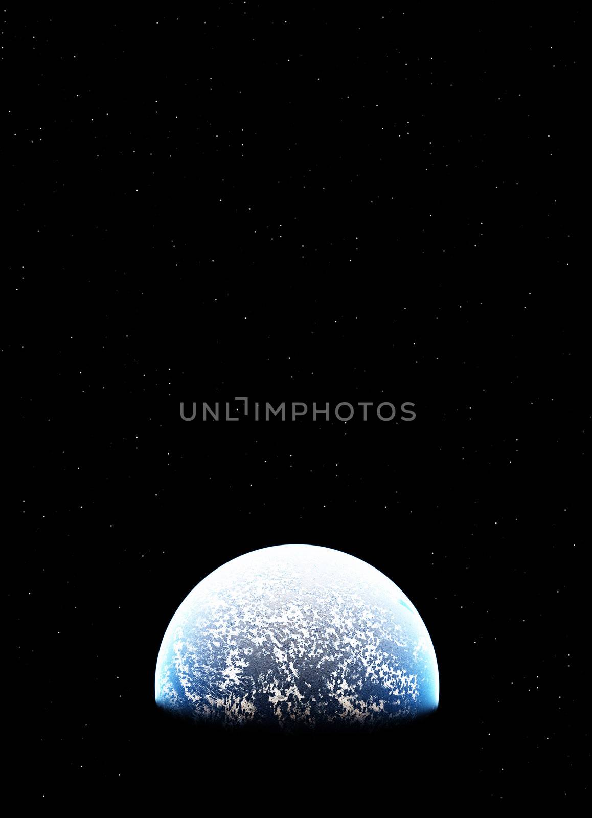 A planet in the dark vastness of space.
