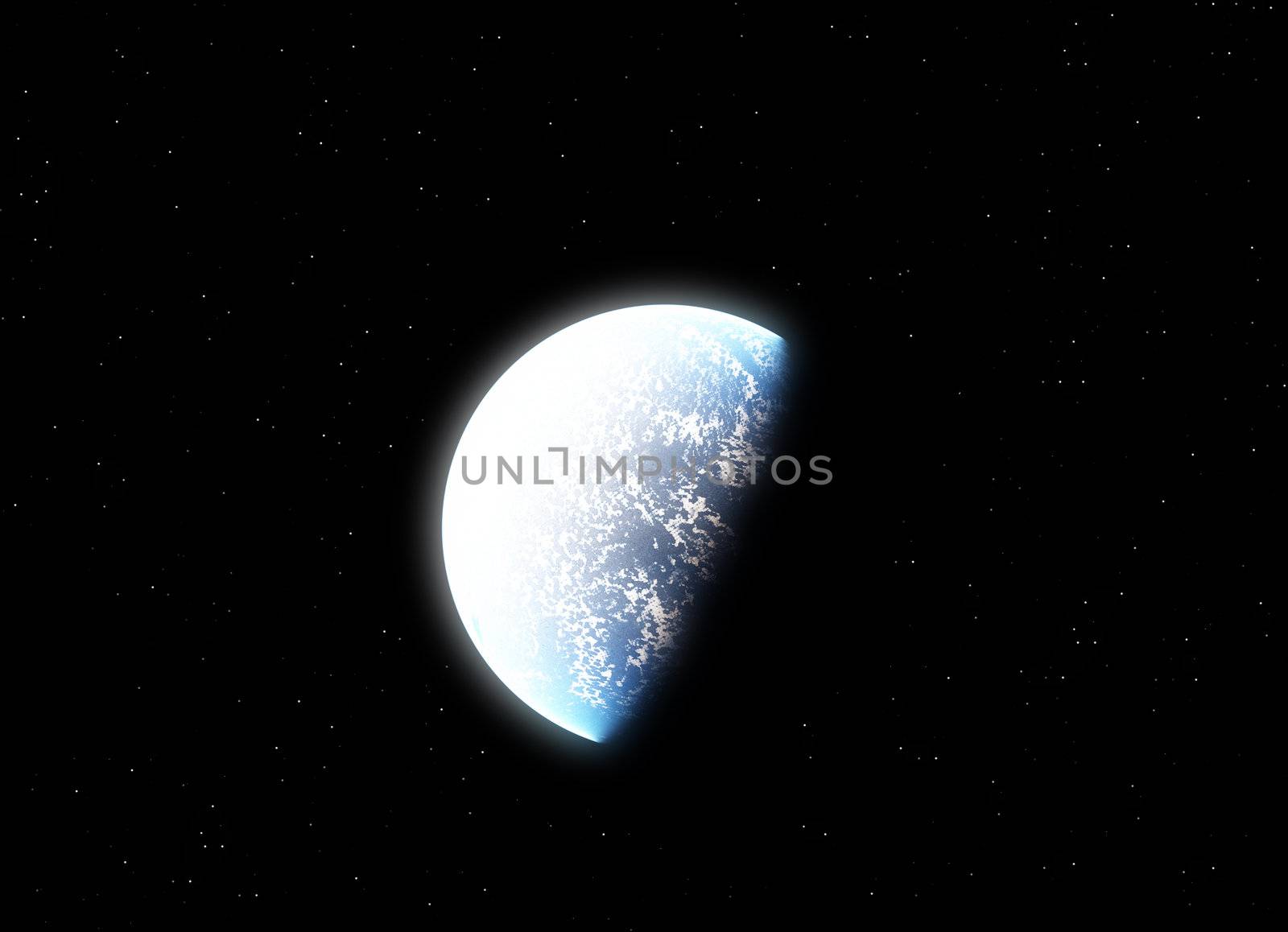 A planet in the dark vastness of space.
