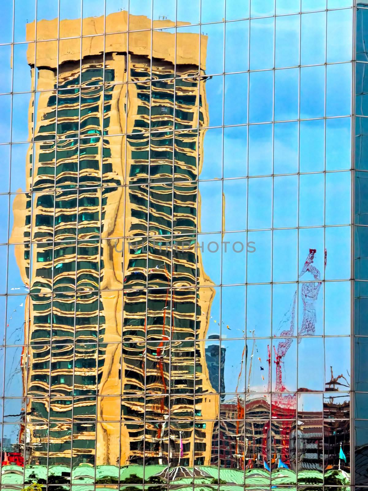 Reflection of a highrise building at Baltimore Inner Harbor, Maryland