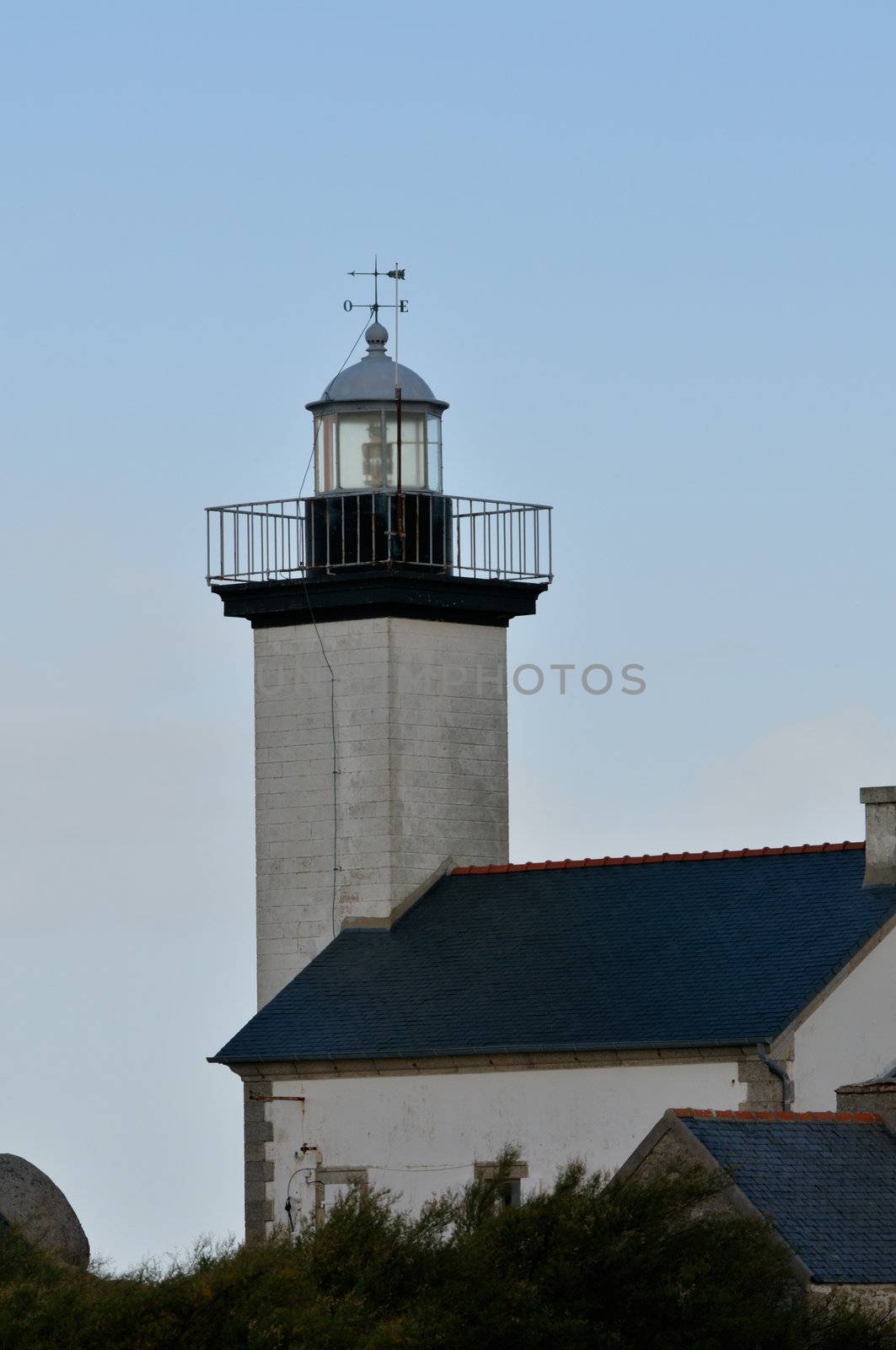 Lighthouse called phare du pontusval in Kerluon in Brittany in France.