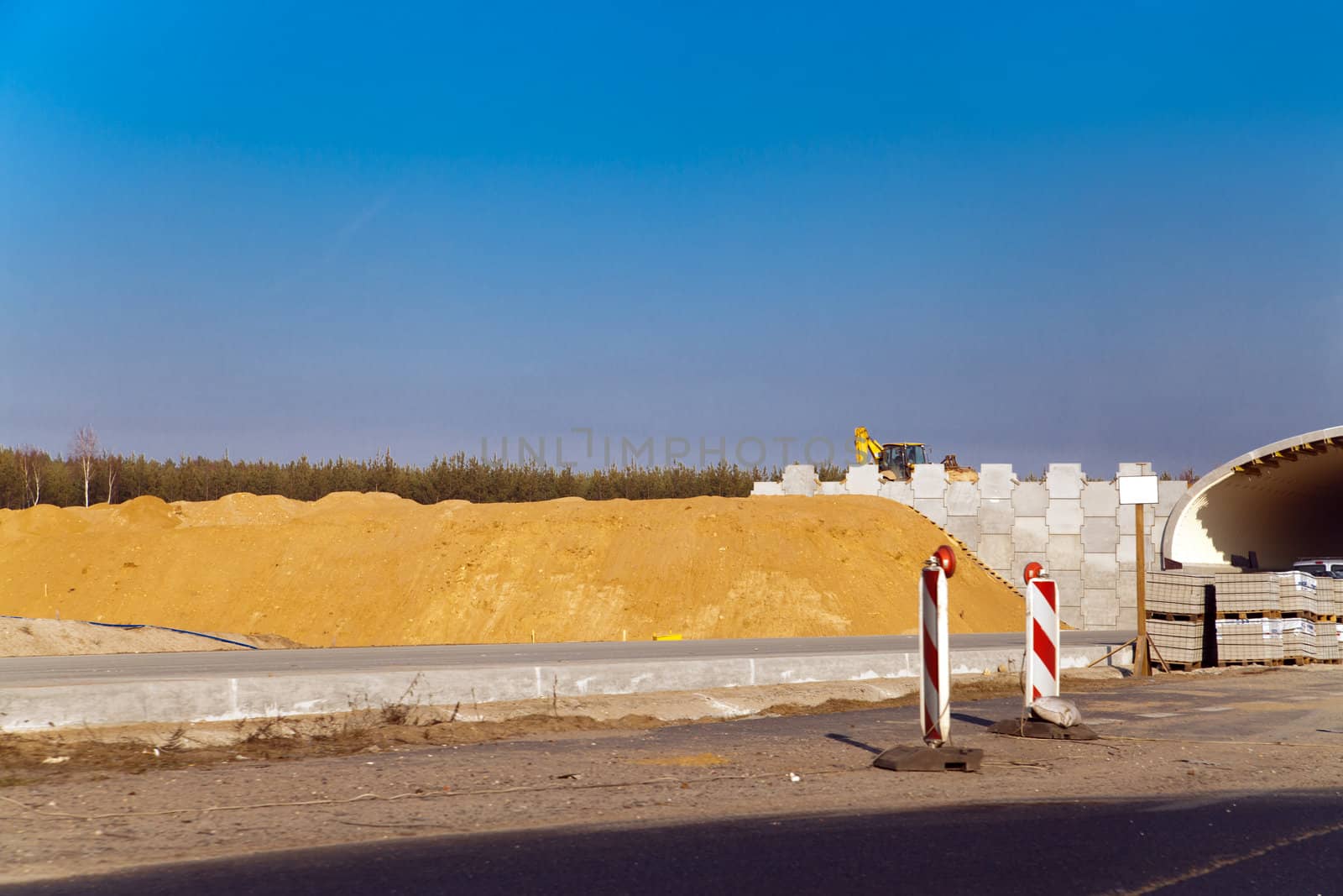 Industrial road works under the new motorway
