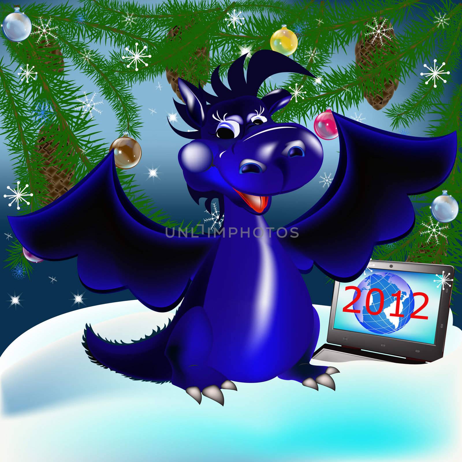 Dark blue dragon a symbol of new 2012 on east calendar