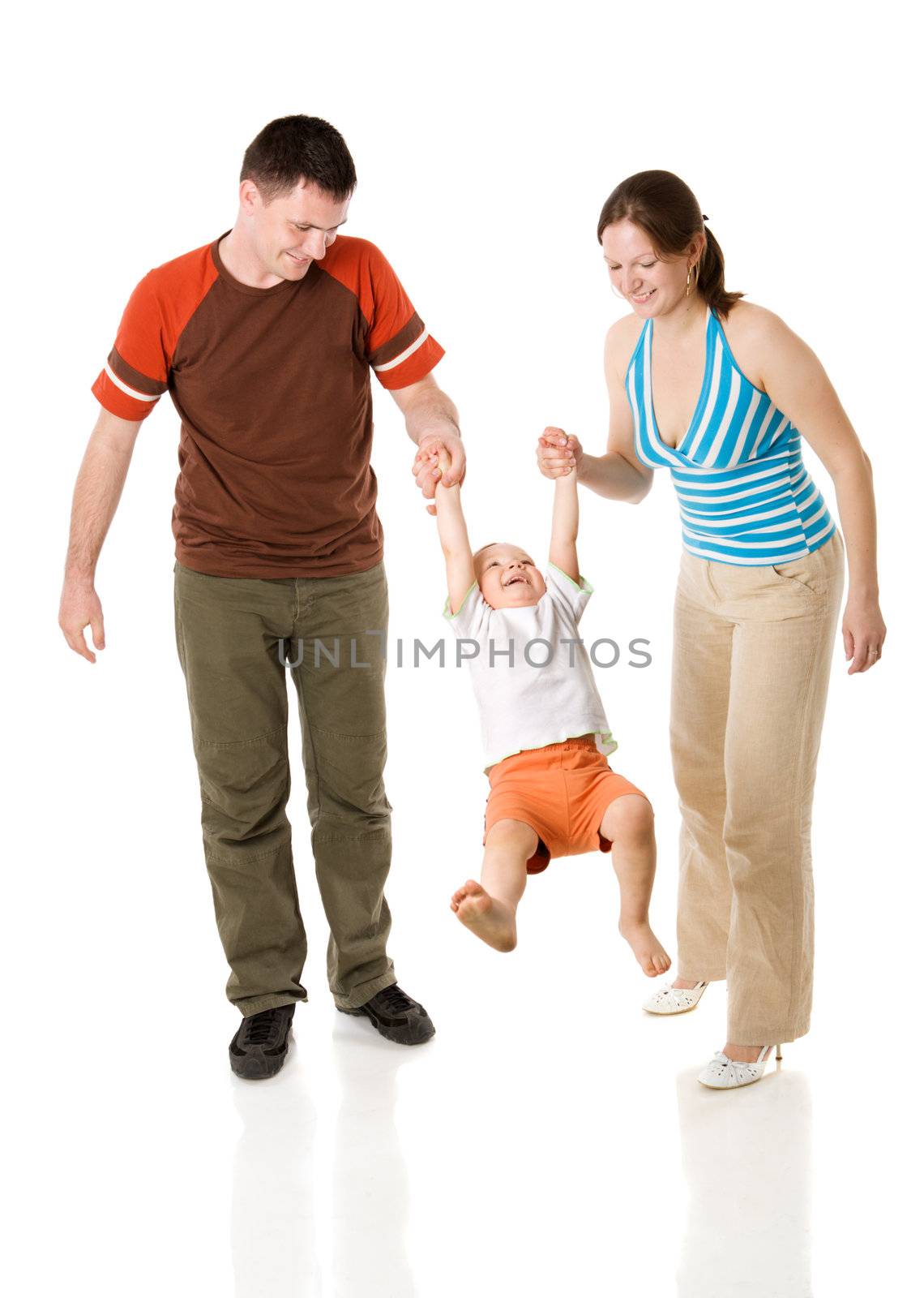 Happy Family with kid together isolated on white