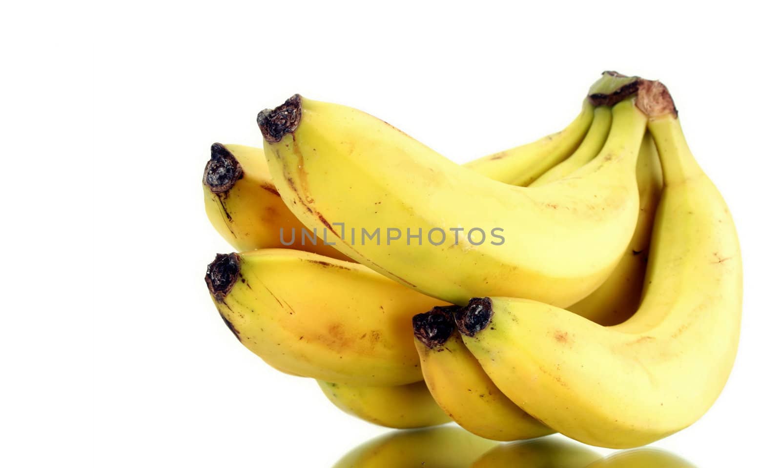 A bunch of ripe banana on a white background - isolated