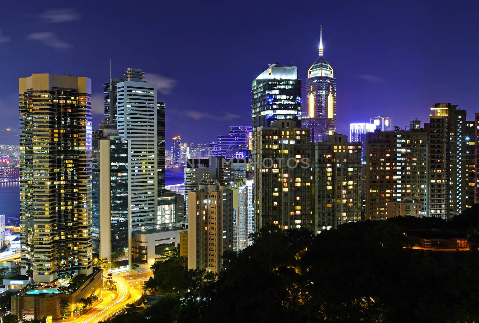 Hong Kong downtown at night