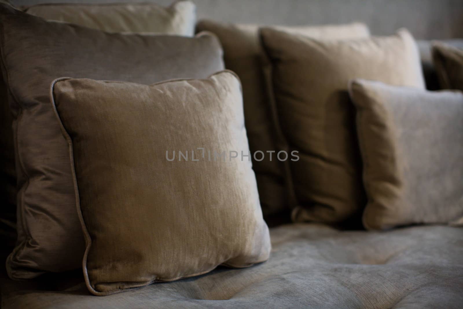 Home interior close up - cushions on beautiful sofa
